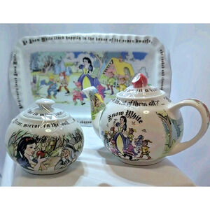 3 Piece Snow White Paul Cardew 2012 Teapot Sugar Bowl Tray